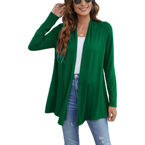 Women's Lightweight Open Front Cardigan Long Sleeve Casual Soft Drape Fall - Picture 3 of 7